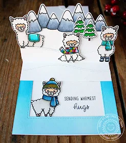 Sunny Studio Stamps: Alpaca Holiday  Woodland Borders Sliding Window Winter Themed Slider Card by Vanessa Menhorn