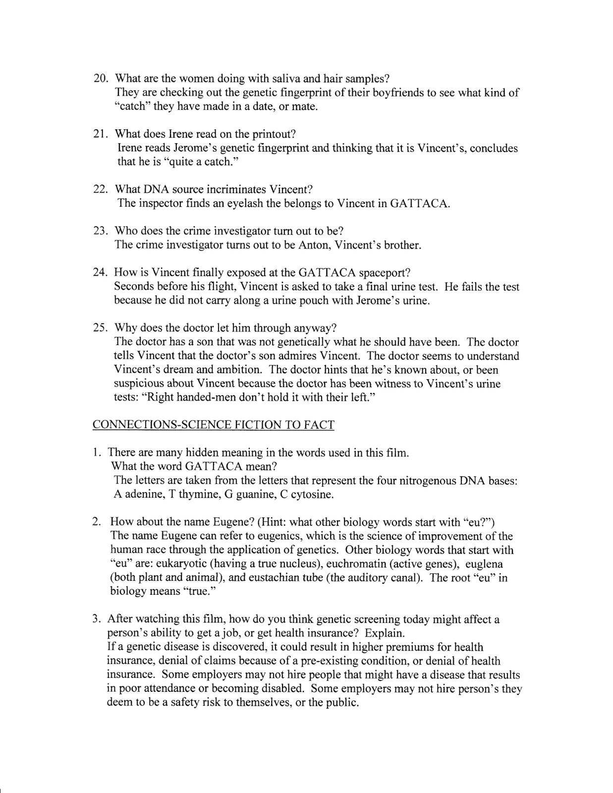 gattaca essay questions