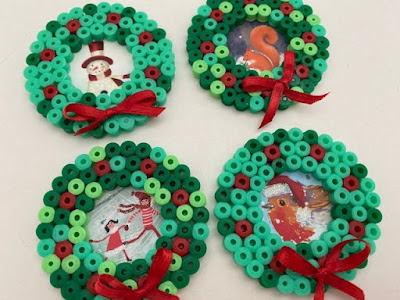 Hama bead wreath mini Christmas ornaments