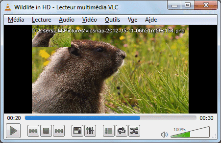 capture d'écran VLC - enregistrer une image d'une vidéo