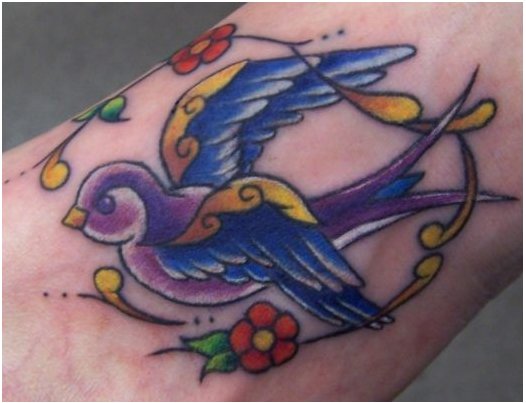 anchor tattoos designs: beautiful bird of paradise tattoo