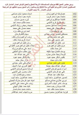 قوائم اسماء المعين المتفرغ يرجى المراجعة مع حضور المعين