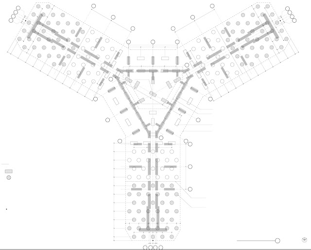 Blueprint of pile position below Kingdom Tower, world's tallest building under construction in Jeddah, Saubi Arabia