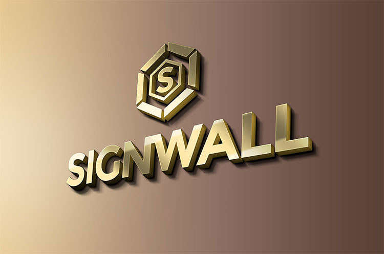 Sign Wall Logo Mockup PSD  