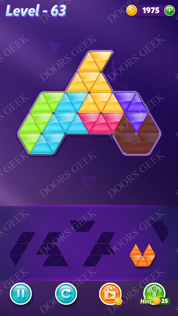 Block! Triangle Puzzle 6 Mania Level 63 Solution, Cheats, Walkthrough for Android, iPhone, iPad and iPod