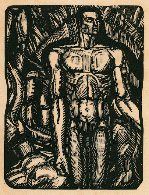 Man, from Song of Solomon (c1929)  Cecil Buller (Canadian, 1886-1973)  Wood Engraving  151 x 113 mm