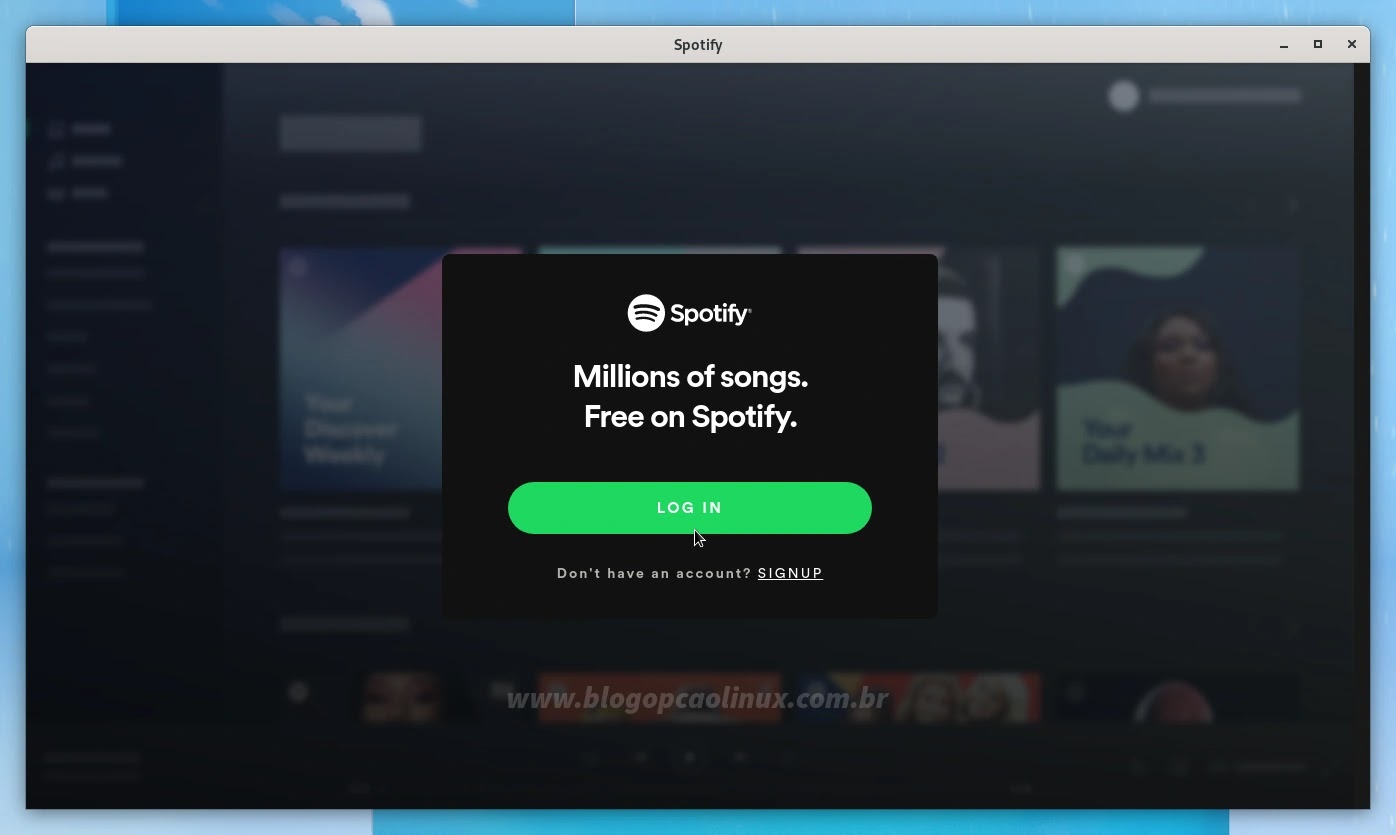 Spotify executando no Fedora 36 Workstation