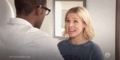 Kristen Bell from The Good Place saying "ya basic"