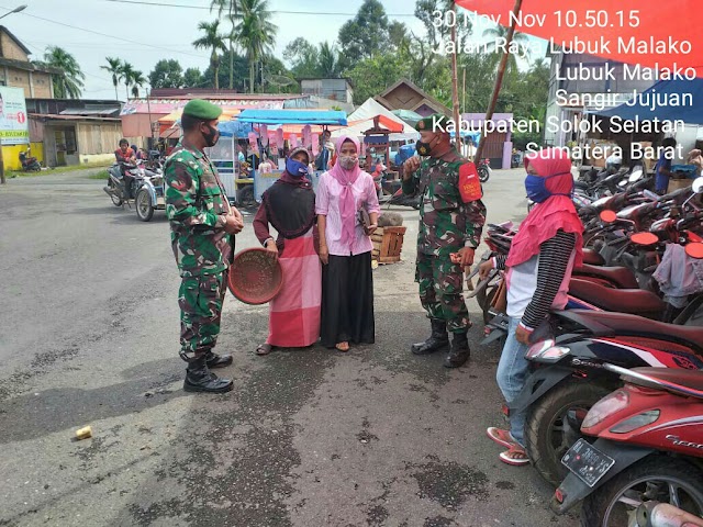 Koramil 12/Sangir Tegakan Disiplin Prokes di Pasar Tradisional