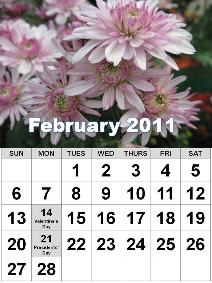 2011 Calendar February Holidays. february 2011 calendar with