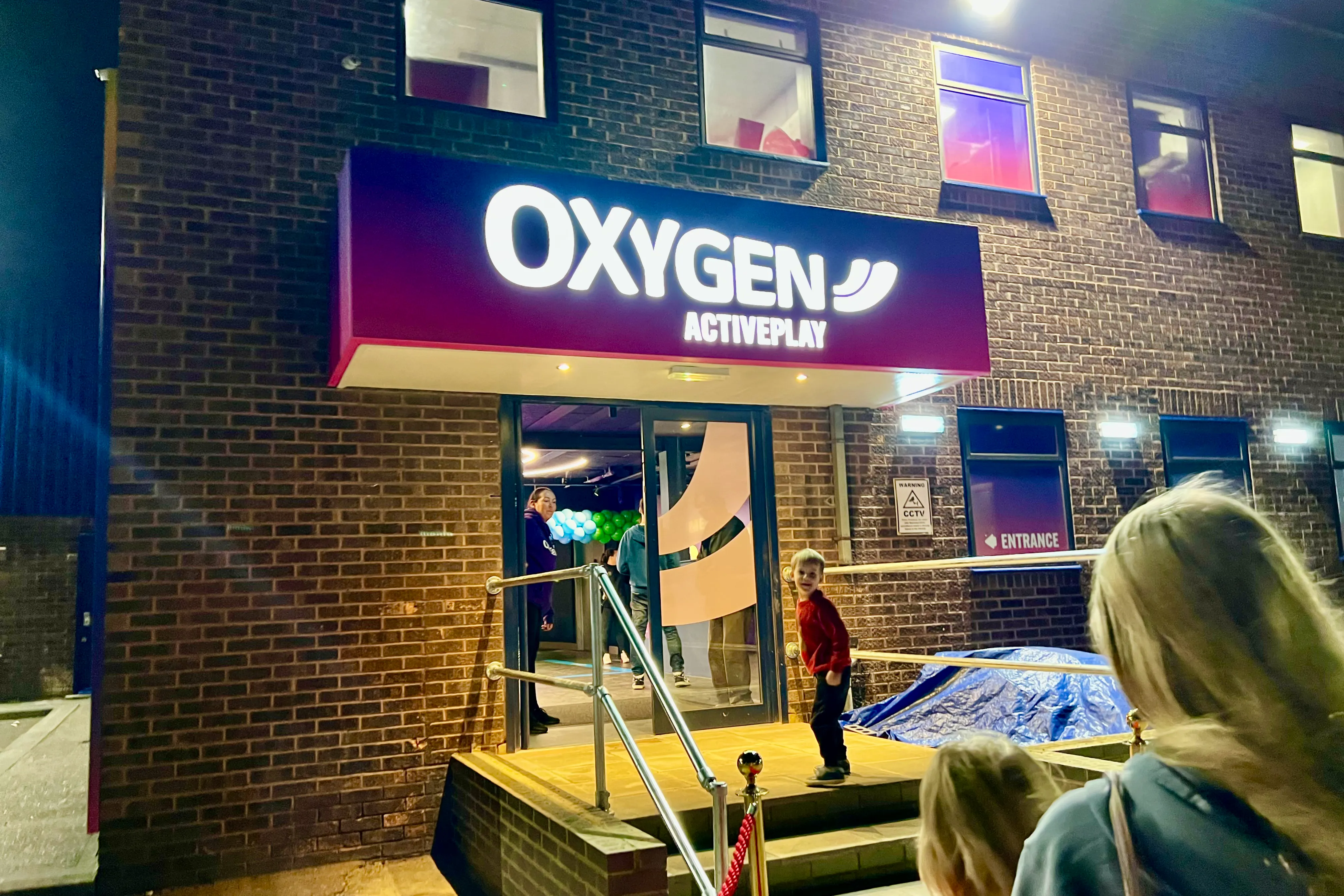 The outside of Oxygen Romford in the dark