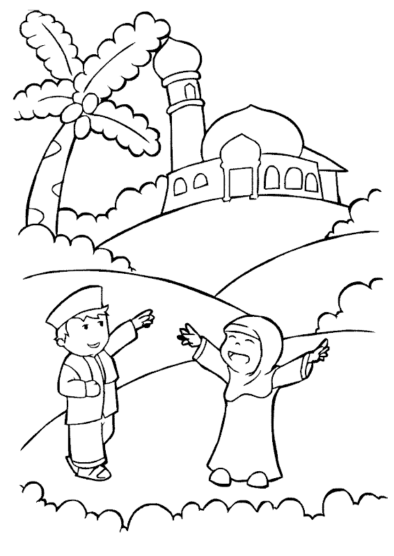 Mewarnai Gambar  Masjid Untuk Anak  PAUD dan TK Mewarnai 