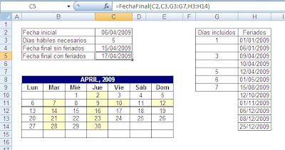 Excel días laborales