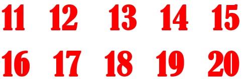 Números del 11 al 20 rojo