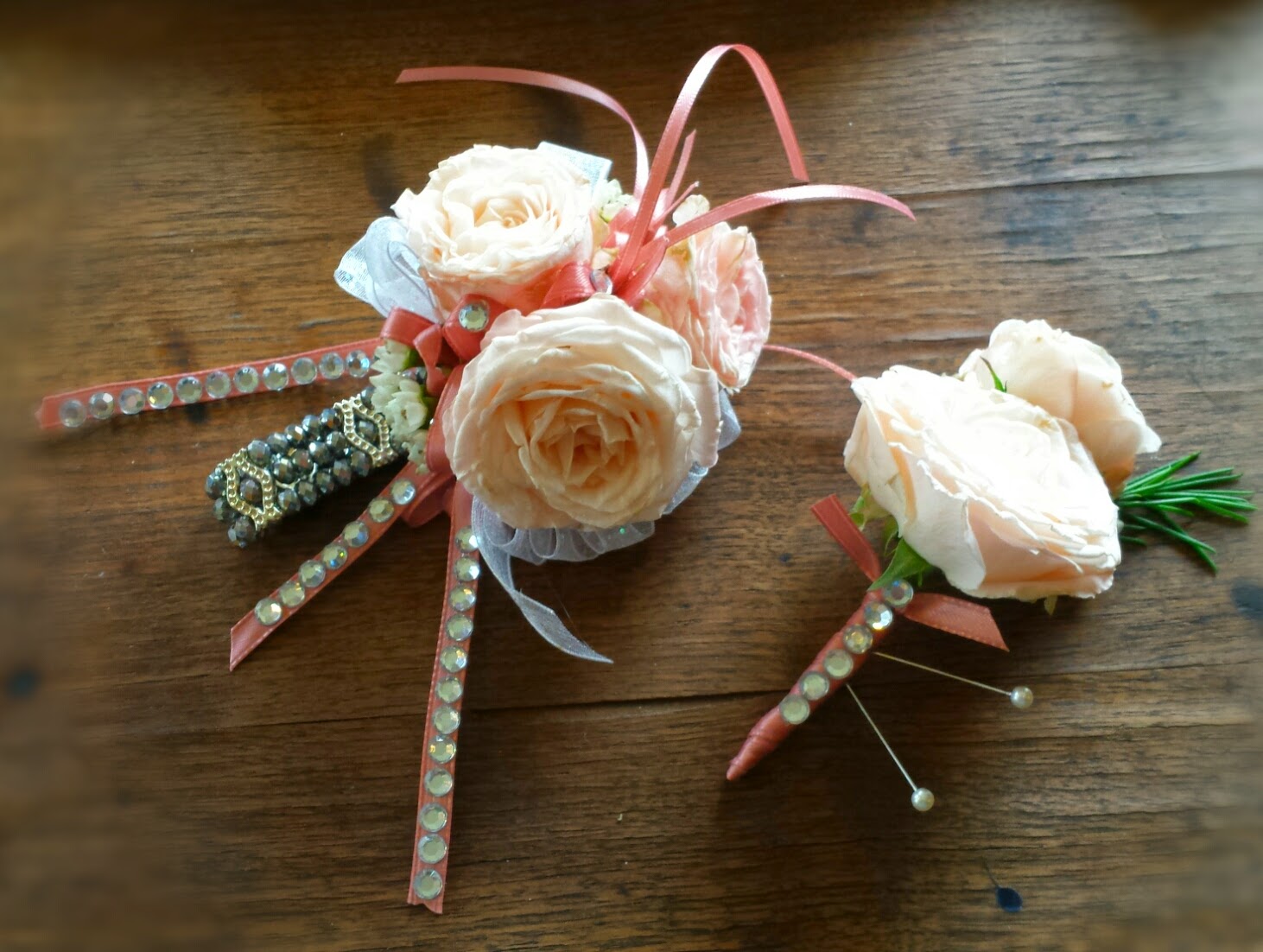 Prom '15 wrap up - Roses. Garden miniature rose corsage and boutonniere