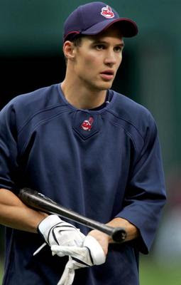 Cleveland Indians center fielder Grady Sizemore gets ready to take batting practice on Wednesday, Sept. 3, 2007, before the first game of the 2007 ALDS series against the New York Yankees at Jacobs Field. — Chuck Crow/The Plain Dealer