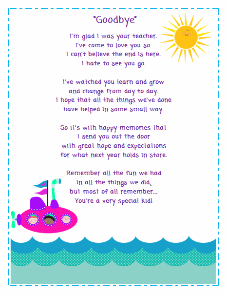 Goodbye Poem for Students - Classroom Freebies