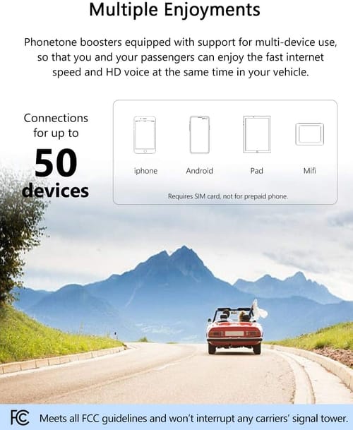Phontone Cell Phone Signal Booster for Car SUV and Truck