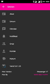 BBM MOD iMESSENGER V7 DARK THEME BASE OFFICIAL V3.0.1.25 Apk Update Terbaru 2016 Gratis