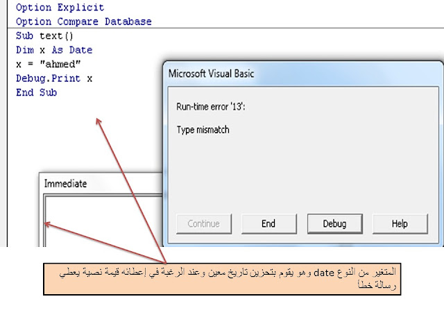 المتغيرات variables فى VBA واستخدامه مع برنامج ميكروسوفت اكسس MS access
