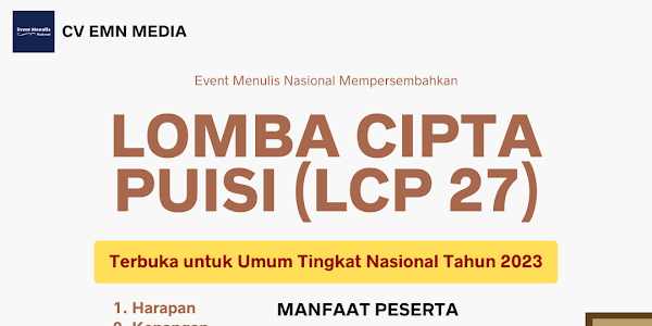 Panduan dan Cara Daftar Lomba Cipta Puisi (LCP 27) - Tingkat Nasional Tahun 2023