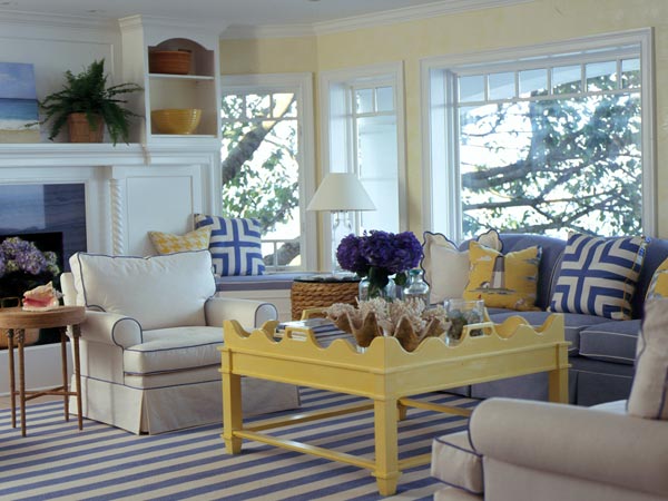 blue and yellow  living  room  decor  2019 Grasscloth Wallpaper