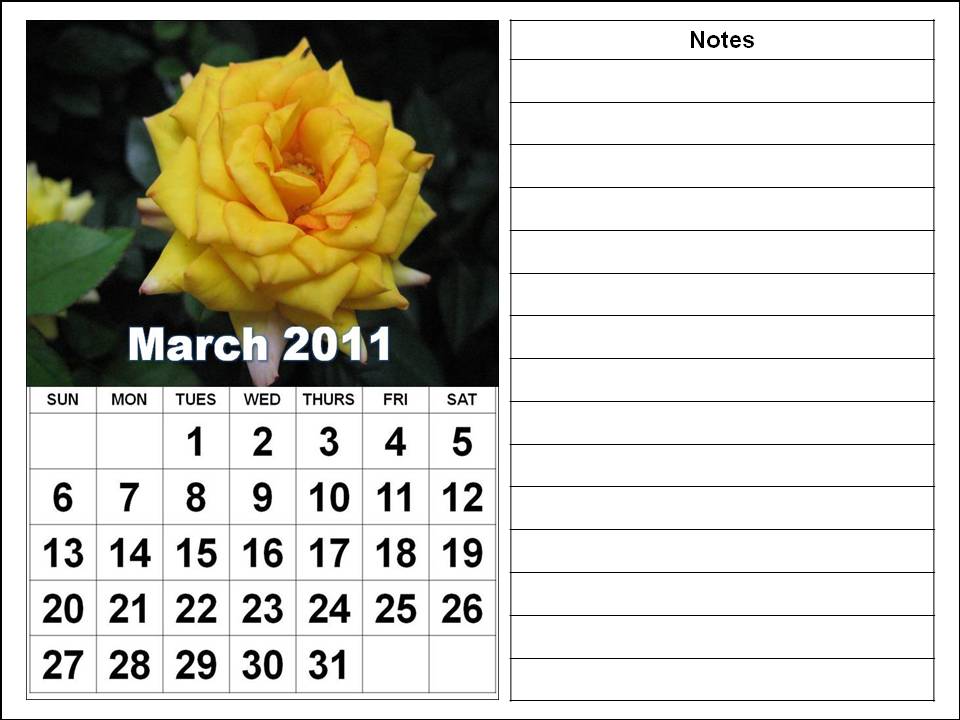 calendar 2011 march template. Printable Calendar Template