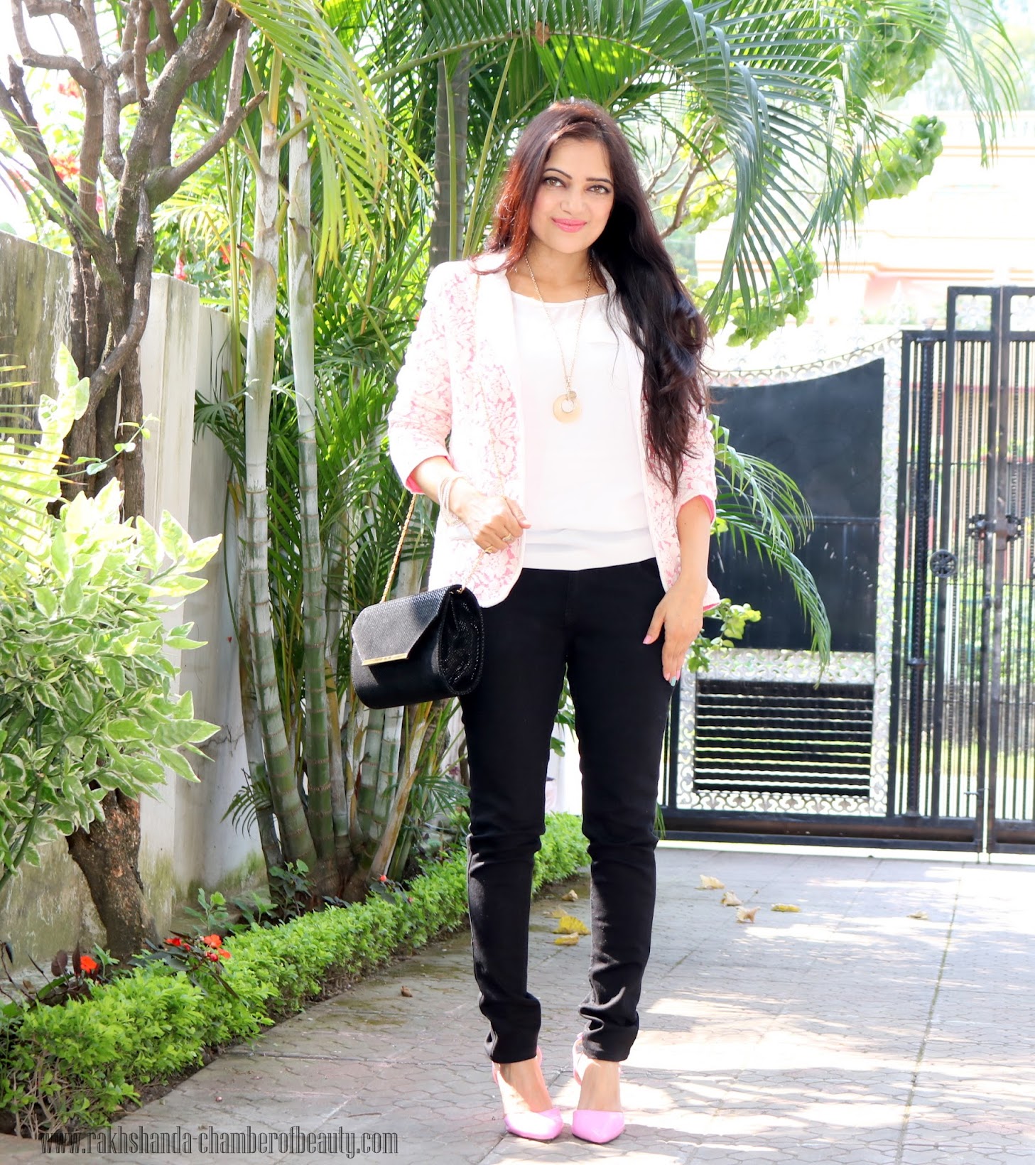 Pink and lace blazer from Stalkbuylove, How to wear a blazer, Breast cancer awareness, Fashion trends 2015, Stalkbuylove Pink Ribbon Collection, Indian fashion blogger, Chamber of Beauty