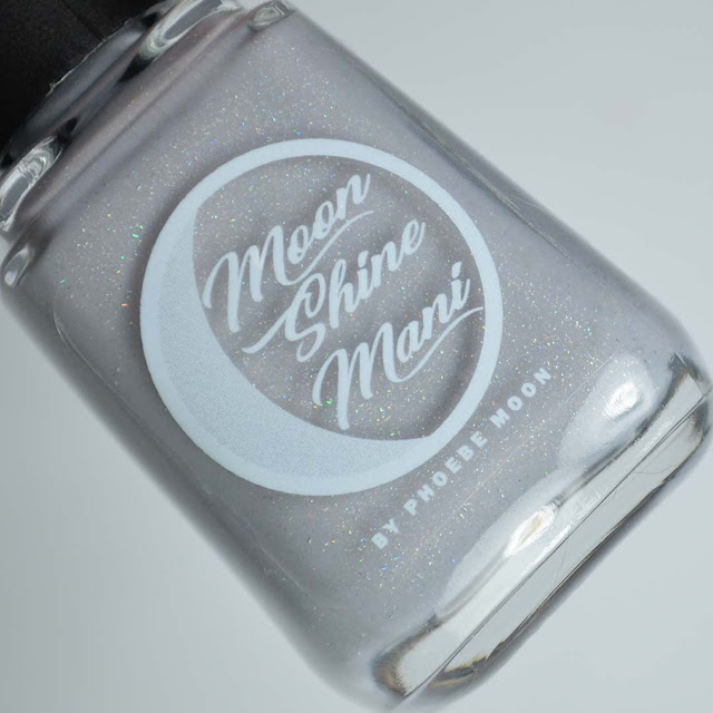 light grey nail polish with holographic shimmer