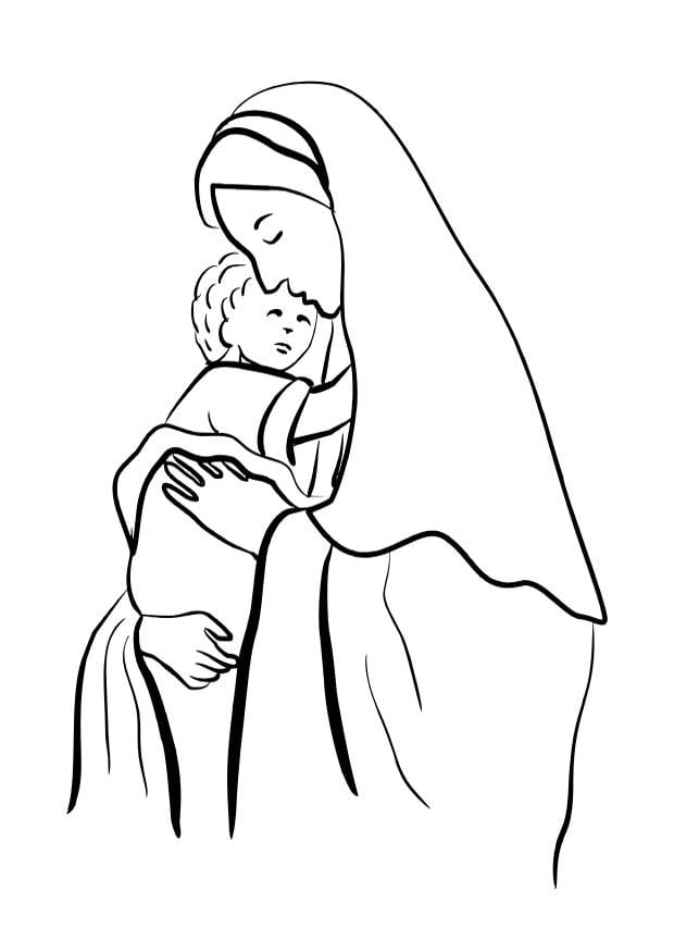 Imagens de Maria, Mãe de Jesus, Para Colorir