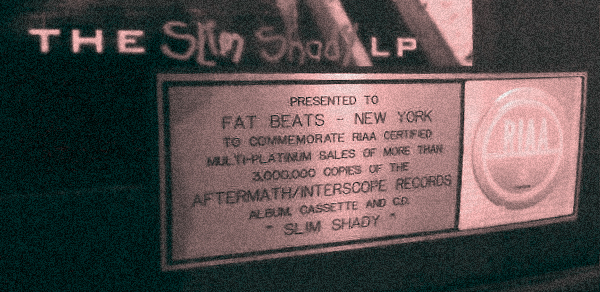 Eminem The Slim Shady LP Fat Beats Platinum Plaque