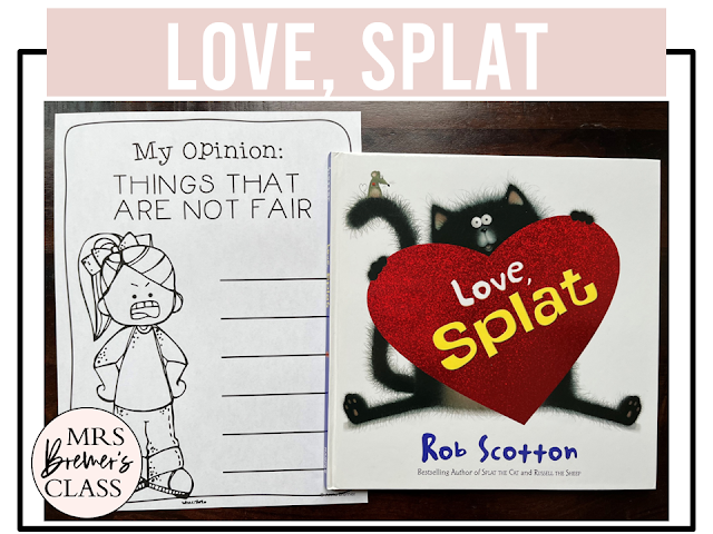 Love Splat book activities unit with literacy printables, reading companion activities, lesson ideas, and a craft for Valentine's Day in Kindergarten and First Grade