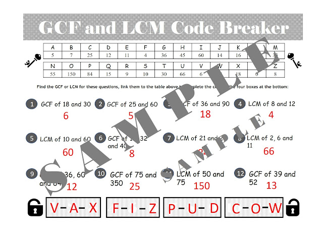 Gcf And Lcm Worksheet Puzzle Tentors Math Teacher Resources