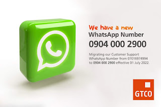 Please kindly update our WhatsApp number on your mobile and be mindful of fake and fraudulent individuals posing as GTBank.