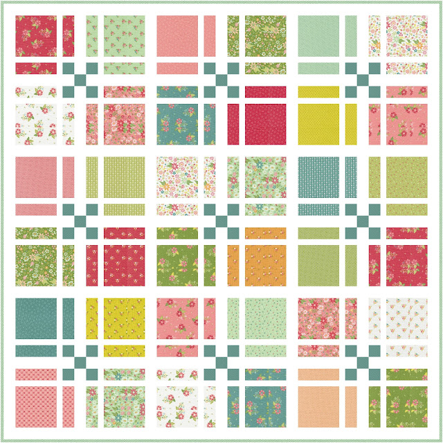 Stay Square quilt in Strawberry Lemonade fabrics by Sherri and Chelsi for Moda Fabrics