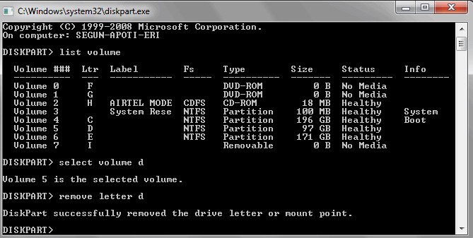 Hide Computer HArd Drive with CMD