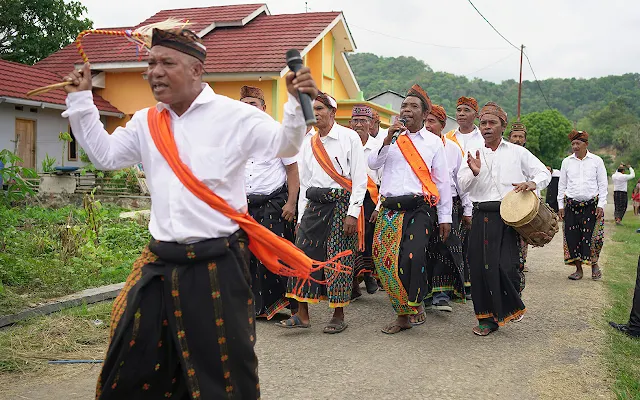Penti Ritual Penti harvest festival in Manggarai Flores with community dance and traditional offerings