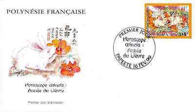 FDC "Année du Lièvre" Polynésie Française 1999