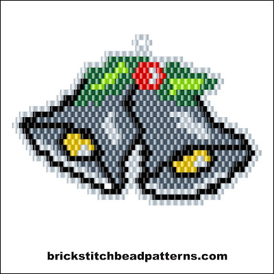 Click for a larger image of the Silver Bells brick stitch bead pattern color chart.