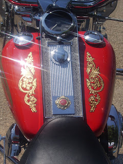 custom motorcycle gas tank paint job - tribute to fallen firemen of 911 photo by Whiteline