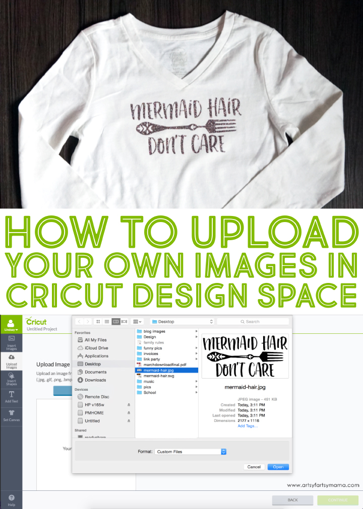 How to Upload Your Own Images in Cricut Design Space for custom shirts and more! #Cricut