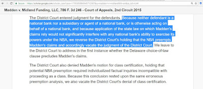 The Second Circuit's key holding in Madden v Midland Funding 