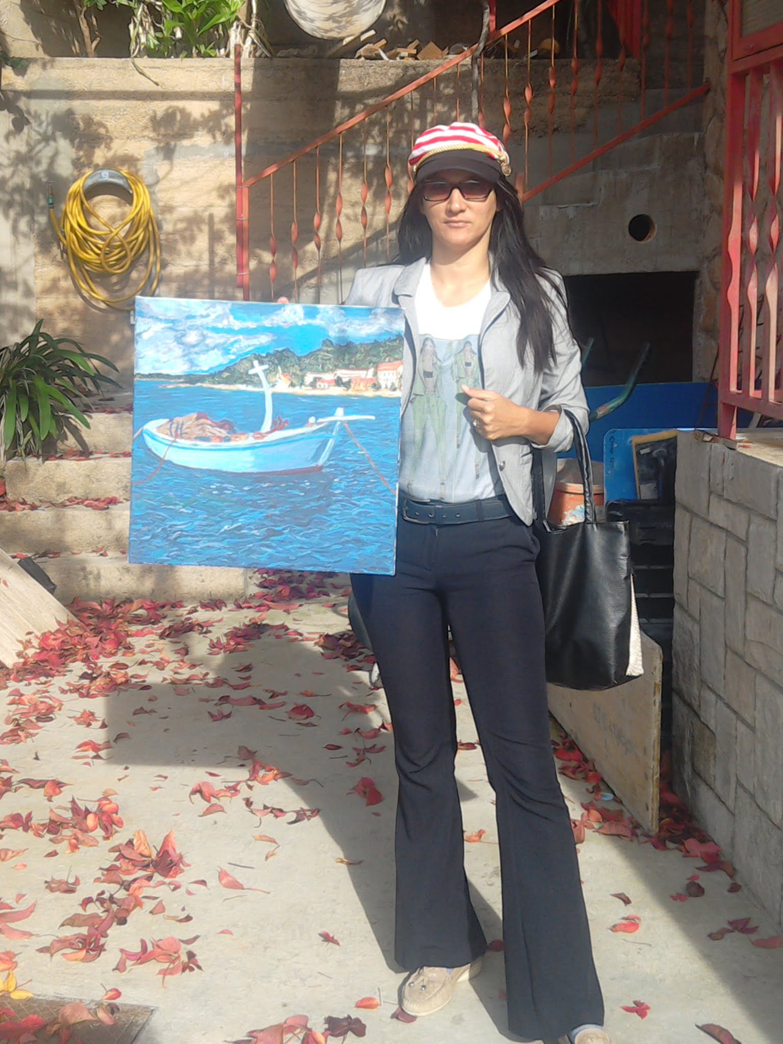 A FISHING BOAT IN HVAR TOWN (ACRYLIC PAINTING ON CANVAS)