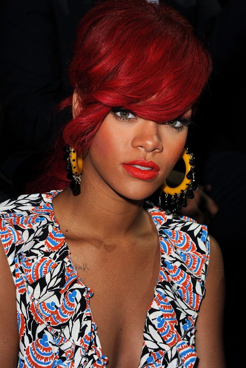 rihanna hair red curly. Gallery: A Year In Rihanna#39;s