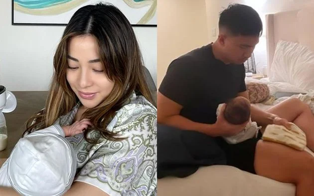 Potret Momen Nikita Willy dan Indra Priawan Kompak Momong Baby Izz