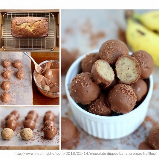 http://www.inquiringchef.com/2013/02/14/chocolate-dipped-banana-bread-truffles/