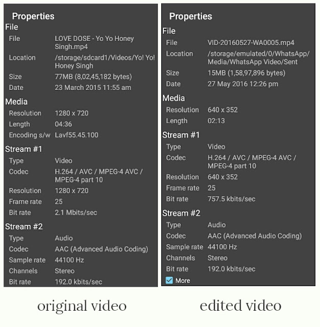 Compare both videos size and qualilty