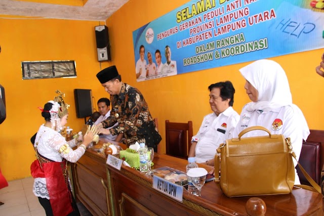 Plt. Bupati Lampung Utara Hadiri Acara Road Show dan Koordinasi Dewan Pengurus Wilayah Gerakan Peduli Anti Narkoba Provinsi Lampung