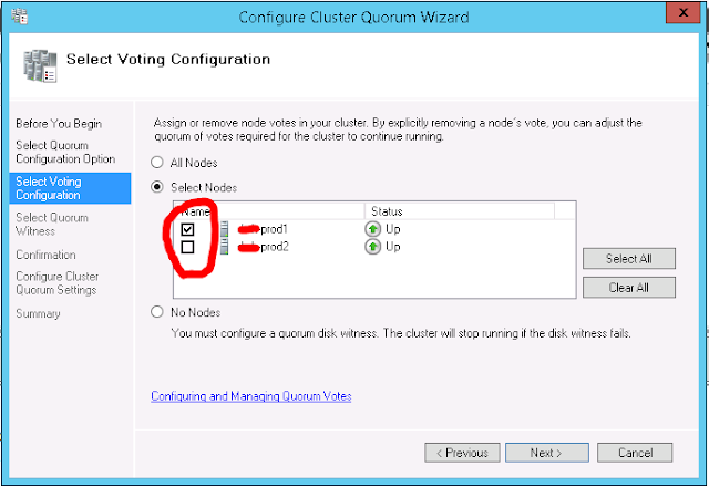 Cluster Quorum Configuration - Managing Quorum voting and configuration