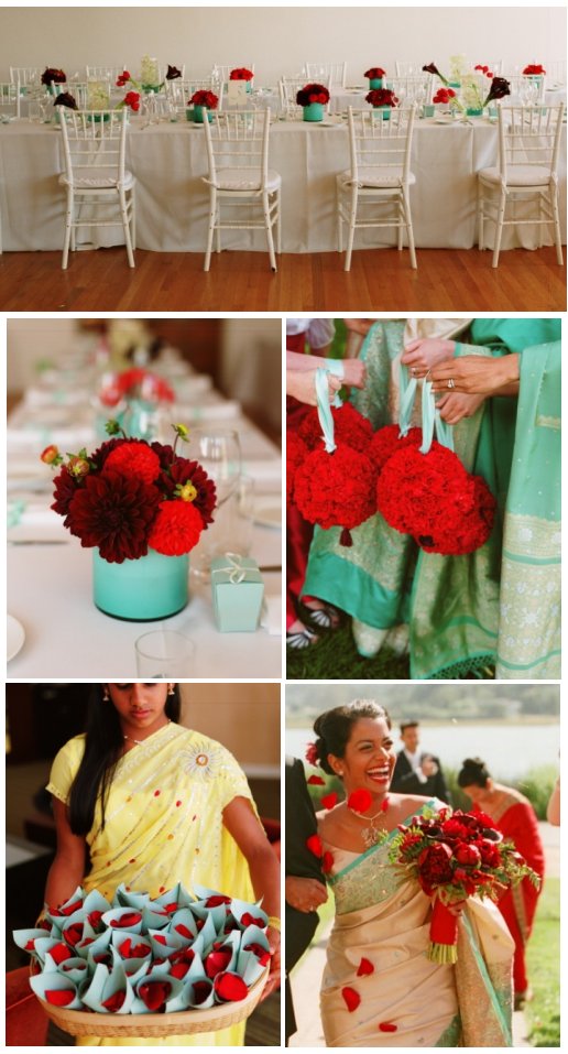 Red and Aqua Weddings The Perfect Blend 